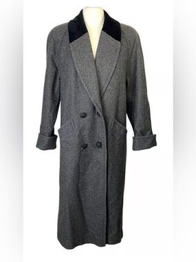 Jofeld Classic Long Gray Double-Breasted Women's Coat wool